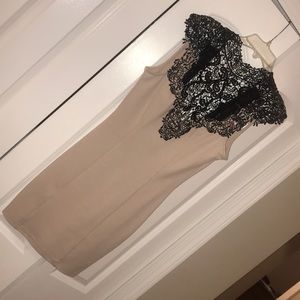 Blush and black lace lipsy mini dress